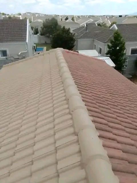 Tile roof recoated in cream